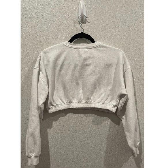 COCA COLA Rare Retro White Crop Top Sweatshirt - Picture 3 of 4